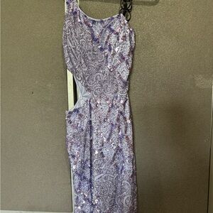 Lavender Sequin Paisley Prom Dress